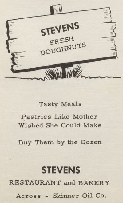 Stevens Restaurant & Bakery - 1960 School Yearbook Ad